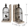 SEVOBAL Party Decorations and Accessories Set of 2 Bird Cage Bookends with Antique White Base for Living Room, Antique White Black, 12"*11"*5" - 4 of 4