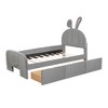 Whisen Velvet Platform Bed with Rabbit-Shaped Headboard, Drawers and Storage Pocket - 3 of 4