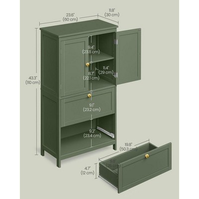 Forest Green MDF Freestanding Storage Cabinet with 2 Drawers and 2 Doors