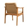 ORRD 2-Piece Outdoor Dining Chairs: Teak Acacia, Brown PE Wicker, Beige Cushion - 3 of 4
