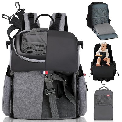 GillyGro Diaper Bag Backpack Set with In-built Booster, Roll-out Changing Pad, Organizer Insert, Extra Shoulder Strap