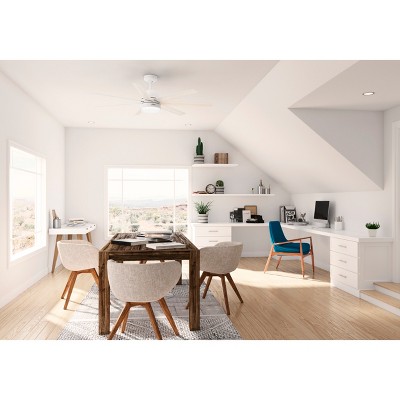 60" Matte White Smart Ceiling Fan with LED Light and Remote