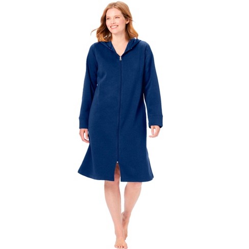 Dreams & Co. Women's Plus Size Long Hooded Fleece Sweatshirt Robe