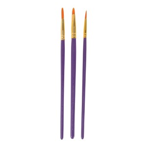 Unique Bargains 3-Piece Set of Pens Applicable Paint Type Oil Paint Brush Style Round Tip Brush Nylon Wood 6.77"-6.89"-6.85" 3Pcs - 1 of 3