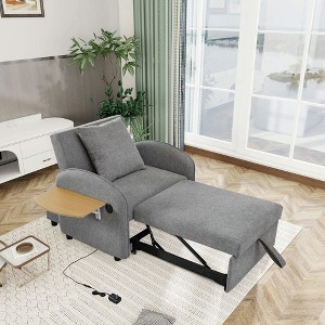 Resenkos 3-in-1 Convertible Sleeper Sofa, Built-In Computer Table and USB Ports for Work and Relaxation, - 1 of 4