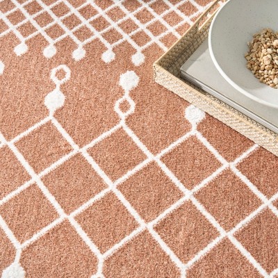 Copper and Ivory Trellis 4' x 6' Washable Synthetic Area Rug