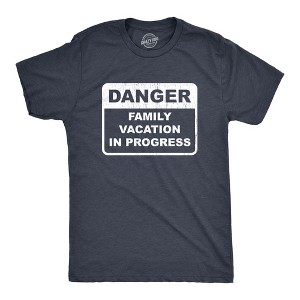 Mens Danger Family Vacation In Progress T Shirt Funny Party Cruise Trip Graphic Novelty Tee - Crazy Dog Men's T Shirt - 1 of 4