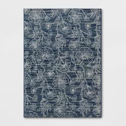 5' x 7' Outdoor Rug Traced Floral Blue - Smith & Hawken™
