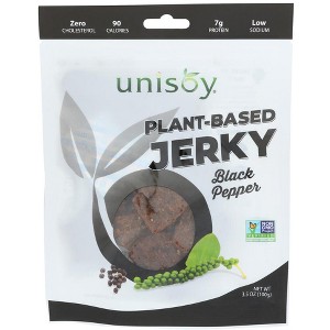 Unisoy Vegan Jerky Black Pepper - Case of 12 - 3.5 oz - 1 of 2