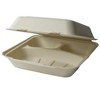 Green Paper Products 8" x 8" x 3" Clamshell 3 Compartment Natural Plant Fiber - Case of 200 - 2 of 3