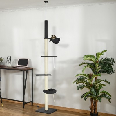 Adjustable Black and Cream Sisal 5-Tier Cat Climbing Tower