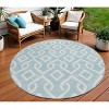 Sky Blue And Ivory Geometric Washable Indoor Outdoor Area Rug - 2 of 4