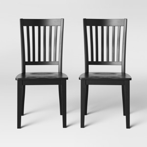 2pk Holden Slat Back Dining Chair Black - Threshold™: Solid Wood Frame, Modern Style, 200lb Capacity - 1 of 4