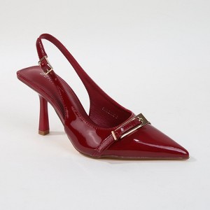 Berness Women's Coraline Patent Slingback Pump Heels with Buckle Detail - 1 of 4