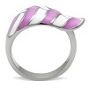 Slickblue Stainless Steel Ring for Women, Pink and White Epoxy, Curved Band, No Stone, Polished, Sizes 5–10 - 4 of 4