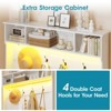 Hall Tree with Shoe Storage Bench, 4 Coat Hooks, LED Lights, 6 Shoe Cubbies, Entryway Coat Rack, White - 4 of 4