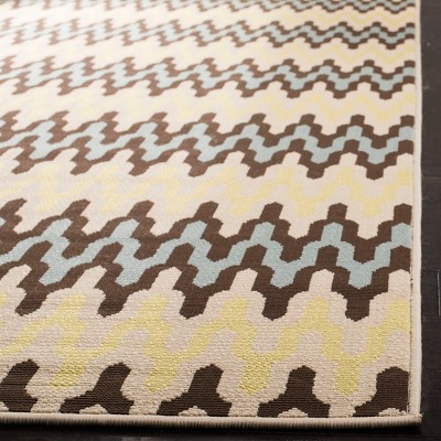 Light Blue and Green Geometric Outdoor Area Rug