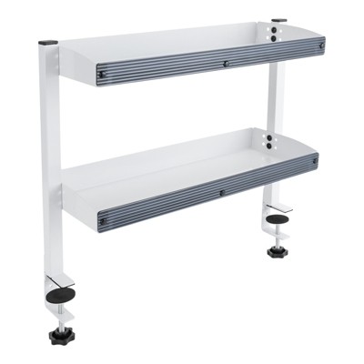 YIYIBYUS Clamp-on Desk Shelf, 2-Tier Shelving with Adjustable Storage Tray