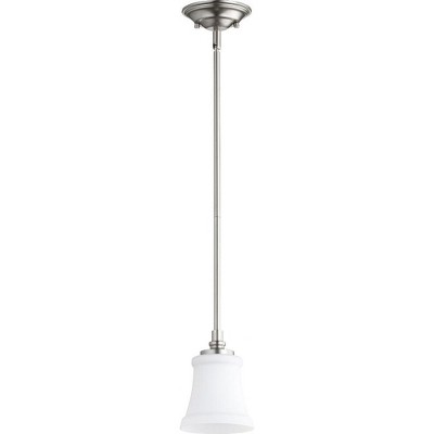 Quorum Lighting Rossington 1-Light Pendant, Satin Nickel, 5 Width, 7 Height, Stem Hanging, Dry Rated