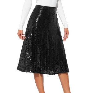 INSPIRE CHIC Women's Sequin Sparkly High Waist Glitter Cocktail Party Midi Skirt - 1 of 4