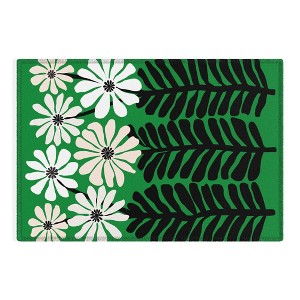 Modern Tropical Mod Flower Garden Black White Outdoor Rug - Deny Designs - 1 of 4