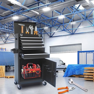 5-Drawer Rolling Tool Chest with Wheels, Detachable Cabinet Storage Tool Box with Drawers, Metal Tool Cart with Toolbox for Garage Workshop Warehouse