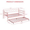 Garvee Twin Size Daybed Frame Heavy Duty Metal Slats Mattress Foundation Platform Sofa Bed with Headboard for Bedroom, Black/Pink - 2 of 4