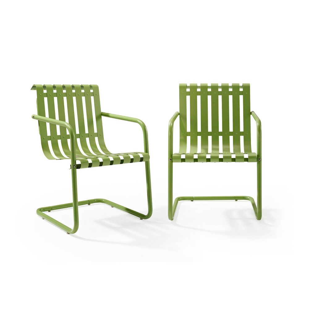 Gracie 2pk Outdoor Metal Chairs Pastel Green Crosley