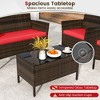 Tangkula 4 Piece Patio Rattan Conversation Set Outdoor Wicker Furniture Set with Chair Loveseat & Tempered Glass Table Cozy Seat Cushions - 4 of 4