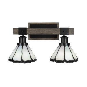 Toltec Lighting Tacoma 2 - Light Vanity in  Black/Painted Wood with 7'' Pearl & Black Flair Art Glass Shade - 1 of 1