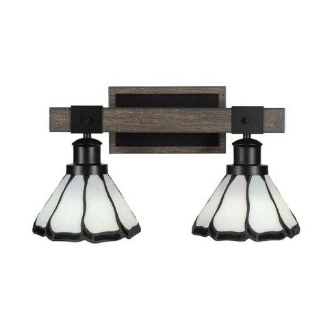 Toltec Lighting Tacoma 2 - Light Vanity in  Black/Painted Wood with 7'' Pearl & Black Flair Art Glass Shade - image 1 of 1