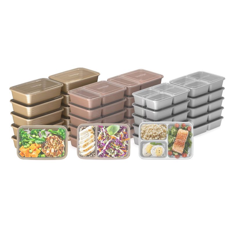 Bentgo Meal Prep Kit, 1, 2, & 3-Compartment Containers, Microwavable - 60pc, 1 of 10