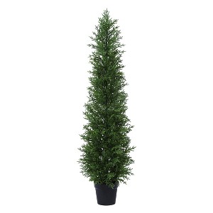 Artificial UV Resistant Cypress Topiary Trees for Outdoor, Faux Cypress Plant for Porch Decor Faux Pine Tree for Perfect Housewarming Gift - 1 of 4