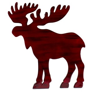 Northlight Standing Stained Moose Christmas Decoration - 10.5" - Red - 1 of 3