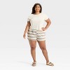 Women's Striped Mesh Graphic Shorts - 3 of 4
