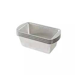 Nordic Ware Natural Aluminum Commercial Mini Loaf Pans, Four 2-Cup Pans