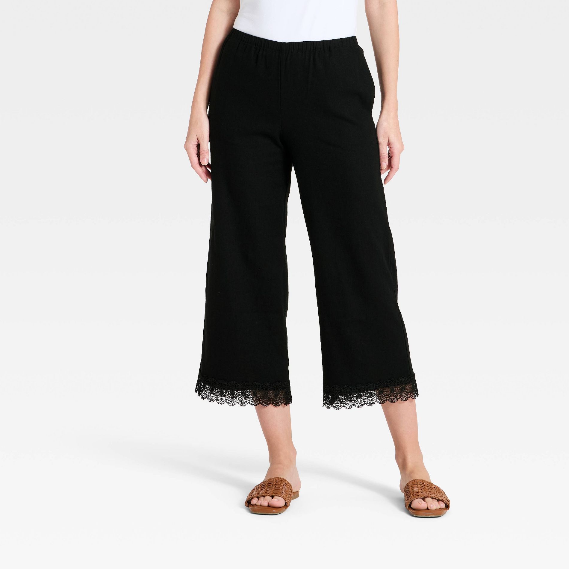 Women's Lace Trim Pull-On Pants - A New Day™