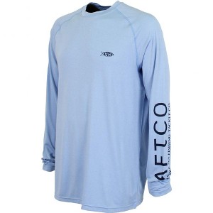AFTCO Samurai Heathered Long Sleeve Shirt Brilliant Blue Heather, Large - 1 of 4