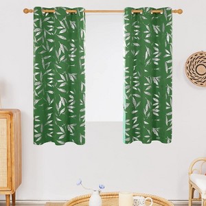 Deconovo Silver Leaves Blackout Curtain Panels (2 Pack, Thermal) - 1 of 4