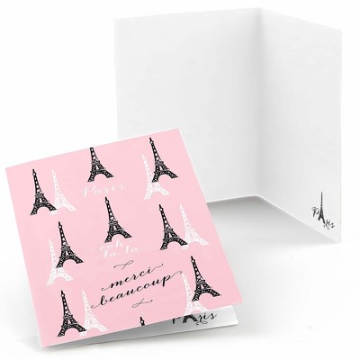 Big Dot of Happiness Paris, Ooh La La - Paris Themed Baby Shower or Birthday Party Thank You Cards (8 count)