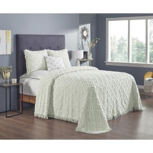 Charleston 100% Cotton Soft & Plush Chenille Tufted Diamond Pattern Unique Luxurious Bedspread & Sham Set, All-Season, Machine Washable Coverlet Set - 1 of 4