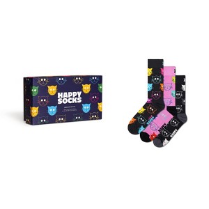 Happy Socks Adult Men and Women Crew Mixed Cats Socks in sustainable materials - 3pk in Color Navy - 1 of 4
