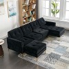 CIPACHO 110.6" L-Shape Convertible Sectional Sofa Couch with Movable Ottoman for Living Room, Apartment, Office, Black - 3 of 4