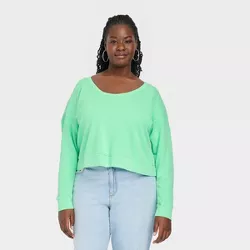 Women's French Terry Scoop Sweatshirt - Universal Thread™ Green 4X