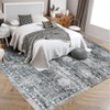 Traditional Distressed Area Rugs for Living Room Bedroom Non Slip Washable Medallion Pattern Printed Thin Carpet Rugs - 3 of 4