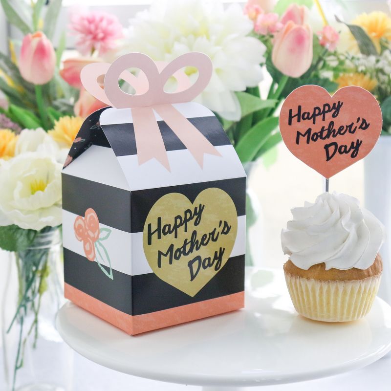 Big Dot of Happiness Best Mom Ever - Square Favor Gift Boxes - Mother's Day Party Bow Boxes - Set of 12, 2 of 9