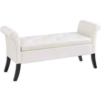 Yaheetech Faux Leather Upholstered Storage Bench with Rolled Armrests