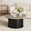 31.9" Round Coffee Table with Metal Base - Mid Century Modern, Fluted Center Table - 3 of 4