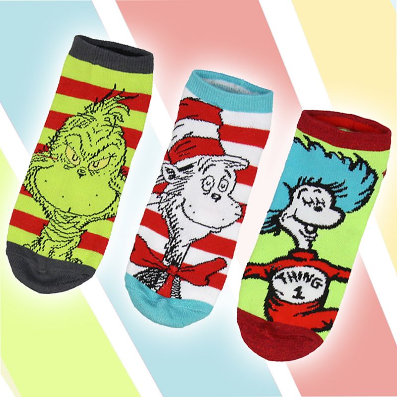 Dr. Seuss Socks Adult Book Character Designs 6 Pack Mix and Match Ankle Socks Multicoloured, 4 of 6