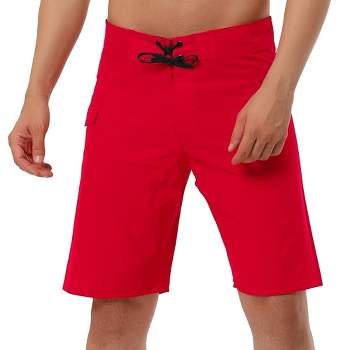 Lars Amadeus Men Solid Color Adjustable Waist Casual Beach Holiday Swimwear Shorts
